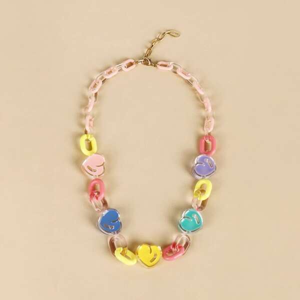 

Heart Decor Chain Necklace, Multicolor