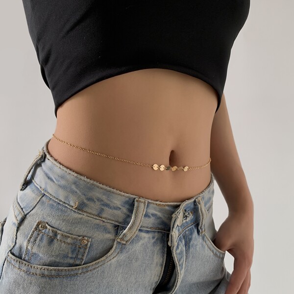 

Disc Decor Waist Chain, Gold