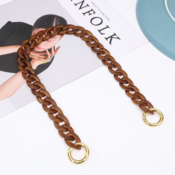 

Chain Design Bag Charm, Coffee brown