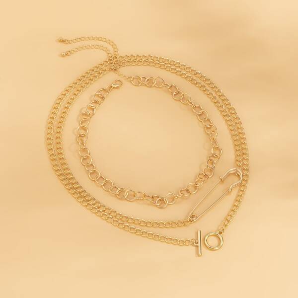 

3pcs Minimalist Chain Necklace, Gold