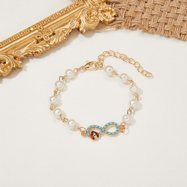 

Faux Pearl Decor Bracelet, Gold