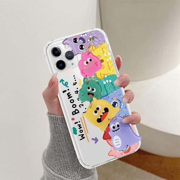 

Cartoon Graphic Phone Case With Monster Decor Hand Strap, Multicolor