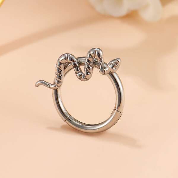 

Snake Decor Nose Ring, Silver