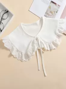 1 件女士时尚肩带，带彼得潘领和蕾丝装饰，适合日常穿着情人节 - 白色 - 查看 1