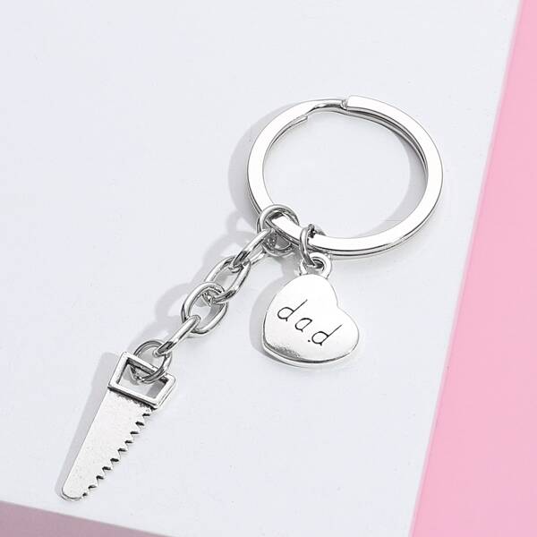 

Hand Saw Charm Keychain, Silver