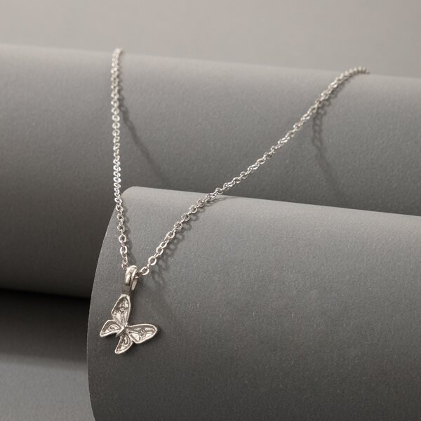 

Butterfly Charm Necklace, Silver