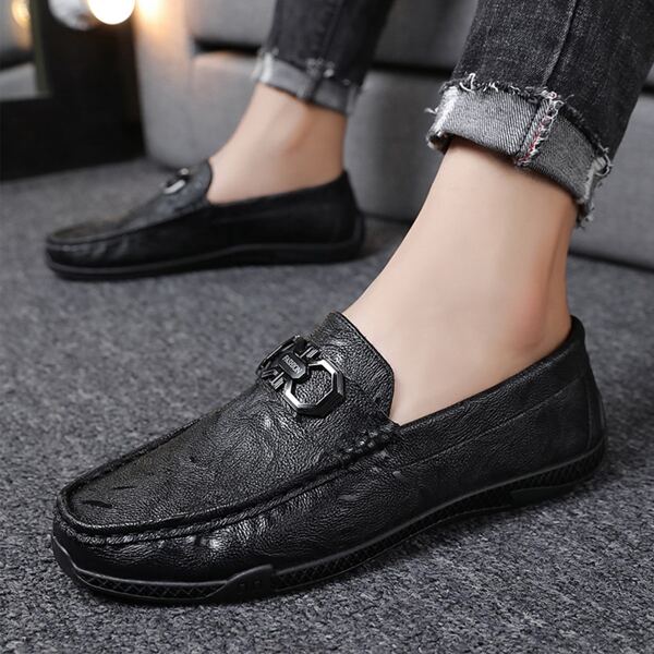 

Men Metal Decor Loafers, Black