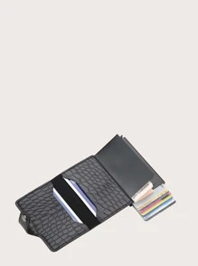 Men Crocodile Embossed Card Holder - Black - View 2