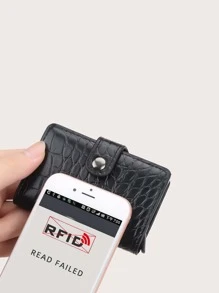 Men Crocodile Embossed Card Holder - Black - View 4