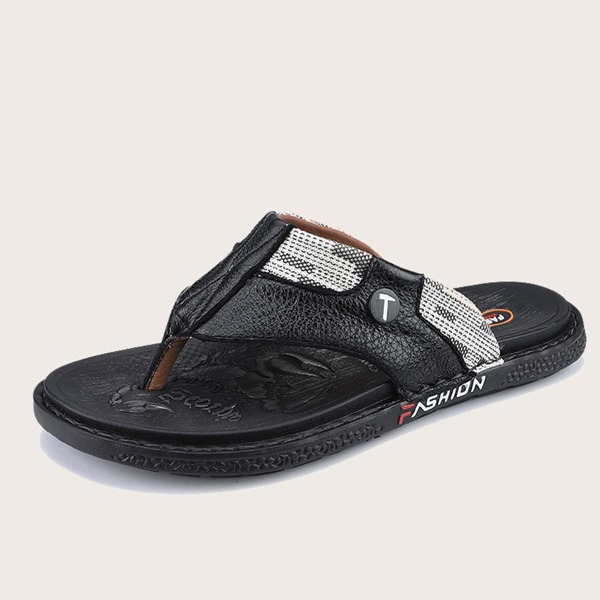 

Men Two Tone Flip Flops, Black