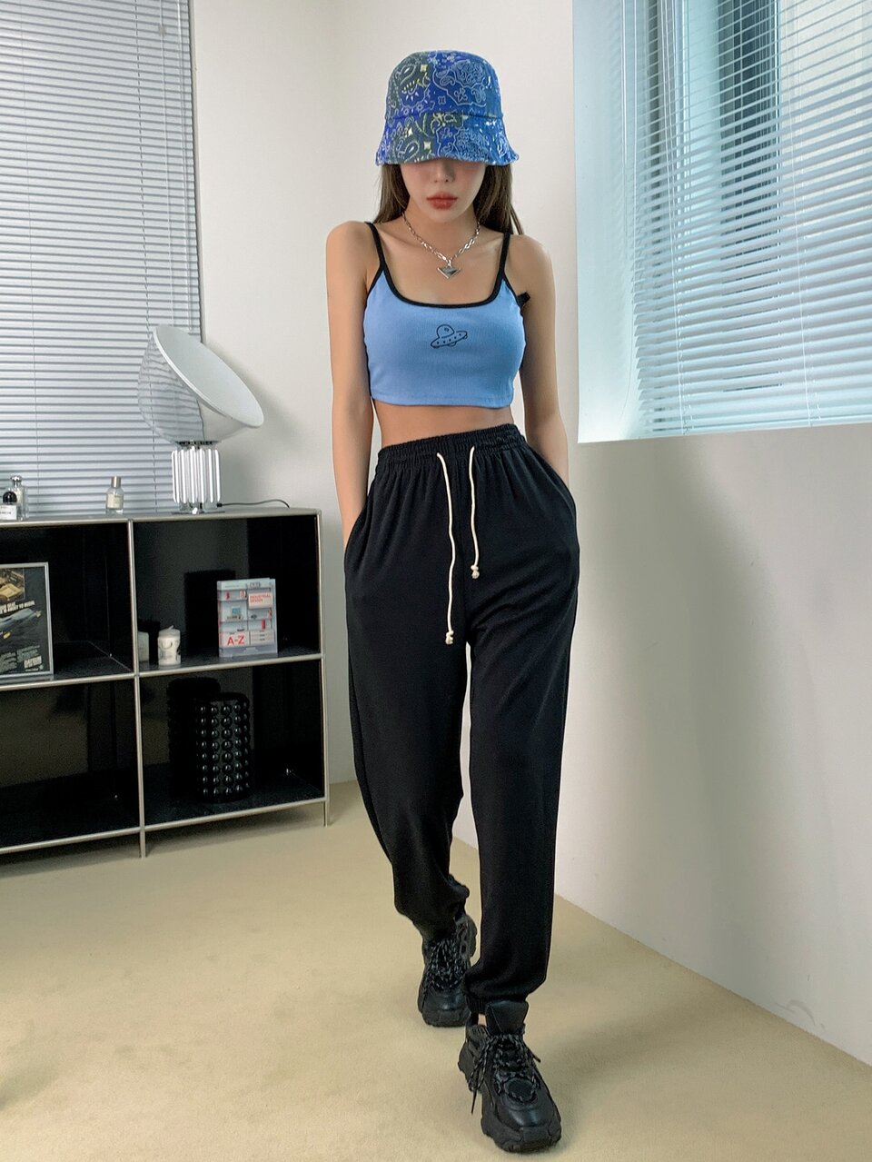 Contrast Binding  Spacecraft Cami Top