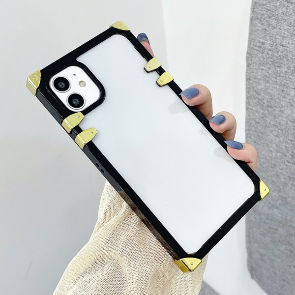 

Contrast Frame Anti-fall Phone Case, Black