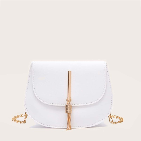 

Tassel Decor Chain Crossbody Bag, White