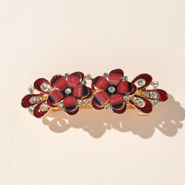 

Rhinestone & Flower Decor Hair Clip, Red