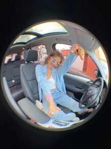 撞色開襟開襟衫 - 淺藍色 - 查看 3