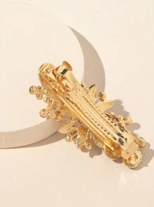 水鑽和花朵裝飾髮夾 - 藍色 - 查看 3