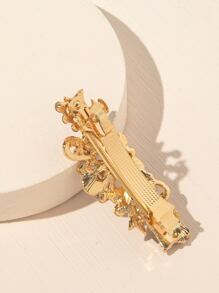 鑽石和花裝飾髮夾優雅蝴蝶結 - 酒紅色 - 查看 3