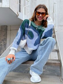 SHEIN Unity Colour Block Drop Shoulder Jumper - Multicolor - View 3