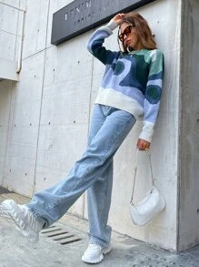 SHEIN Unity Colour Block Drop Shoulder Jumper - Multicolor - View 5