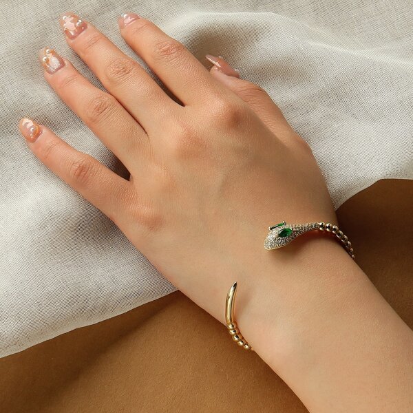

Zircon Snake Decor Bracelet, Gold