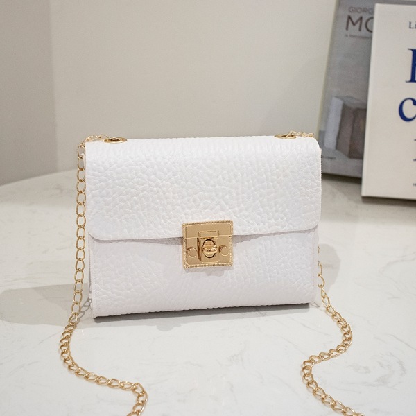 

Twist Lock Chain Crossbody Bag, White