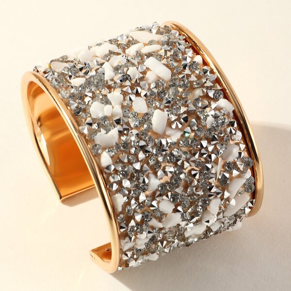 

Rhinestone Decor Cuff Bangle, Multicolor