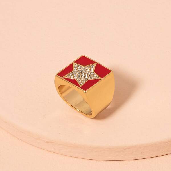 

Rhinestone Star Decor Ring, Gold