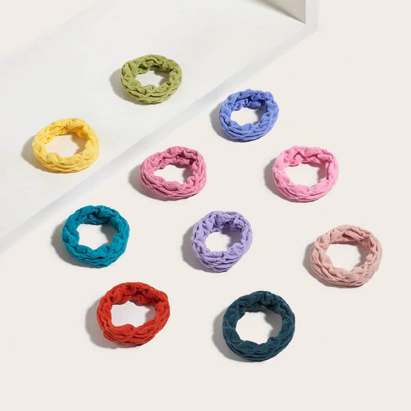 

10pcs Solid Hair Tie, Multicolor