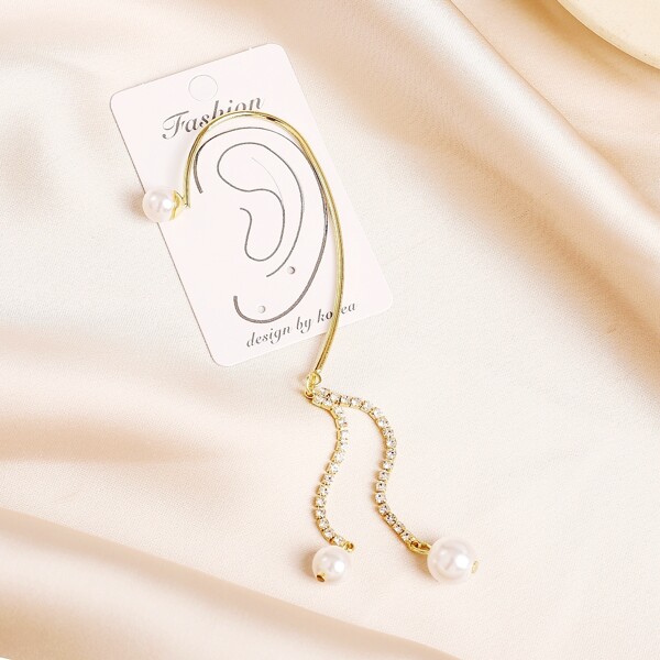 

1pc Rhinestone Decor Earring, White