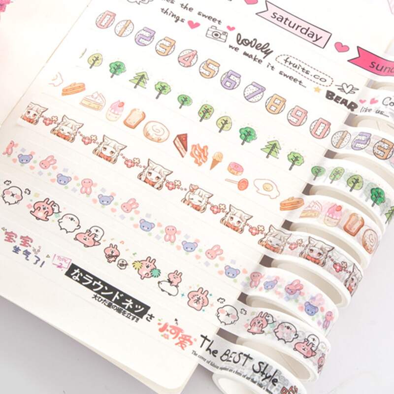 

10rolls Mixed Pattern Random Washi Tape, Multicolor