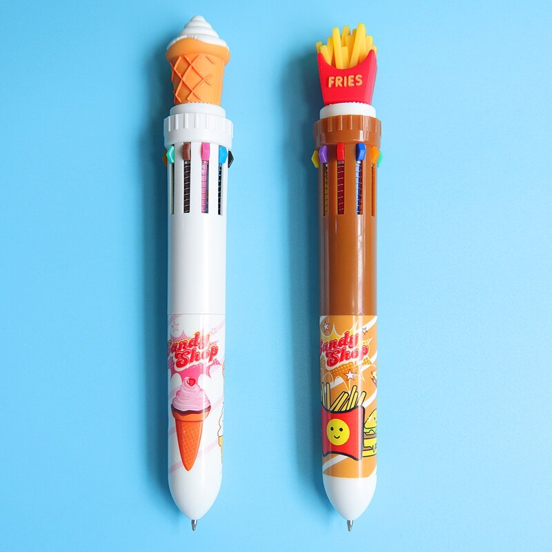 

2pcs French Fries & Ice Cream Ballpoint Pen, Multicolor