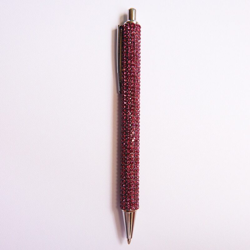 

1pc Rhinestone Decor Ballpoint Pen, Rust brown