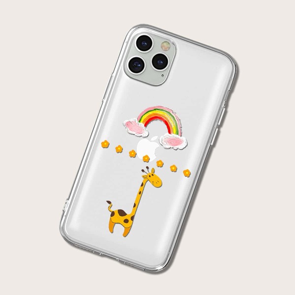 

Rainbow & Giraffe Print Phone Case, Clear