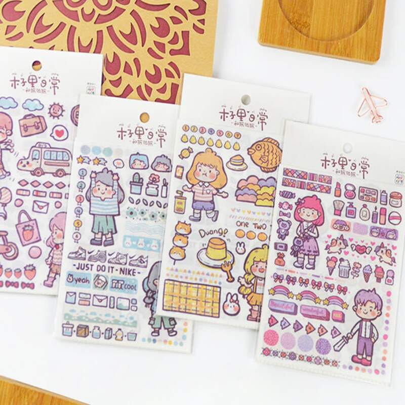 

4sheets Cartoon Graphic Random Sticker, Multicolor
