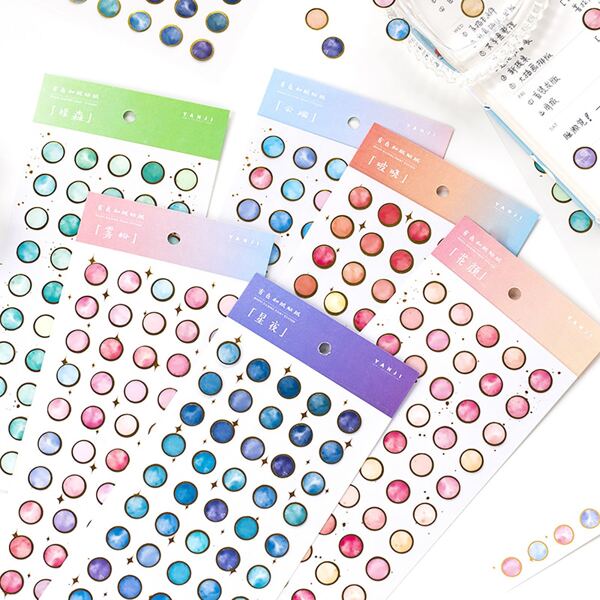 

2sheets Circle Pattern Random Sticker, Multicolor