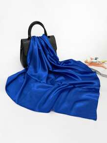 1 Pieza Bufanda Cuadrada De Imitación De Seda Sólida De 90 Cm Para Mujeres, Envoltura De Cabeza, Pañuelo, Top De Pañuelo