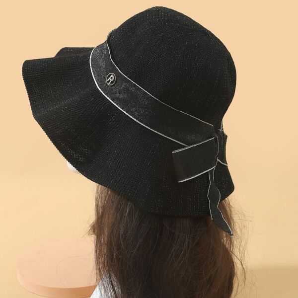 

Bow Decor Sun Hat, Black