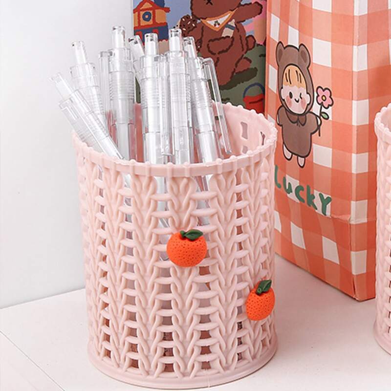 

1pc Fruit Decor Random Pen Holder, Baby pink