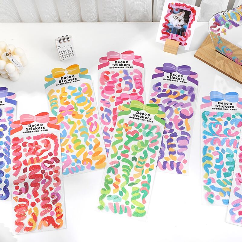 

1sheet Ribbon Pattern Random Sticker, Multicolor
