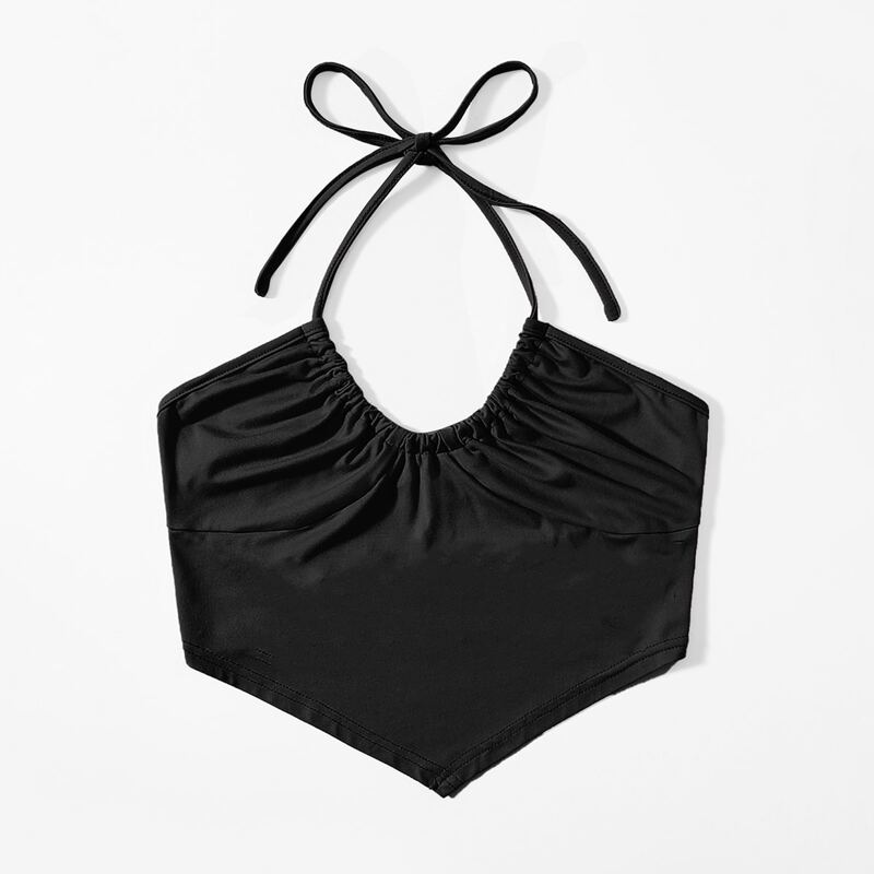 

Solid Halter Top, Black