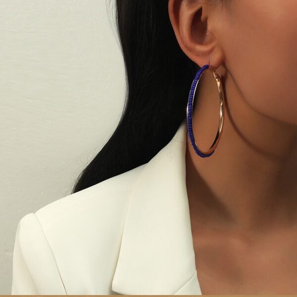 

Bead Decor Hoop Earrings, Blue