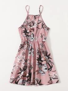 SHEIN Girls Floral Print Cami Dress - Dusty Pink - View 2