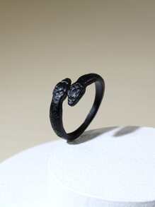 Men Snake Design Ring - Black - View 1