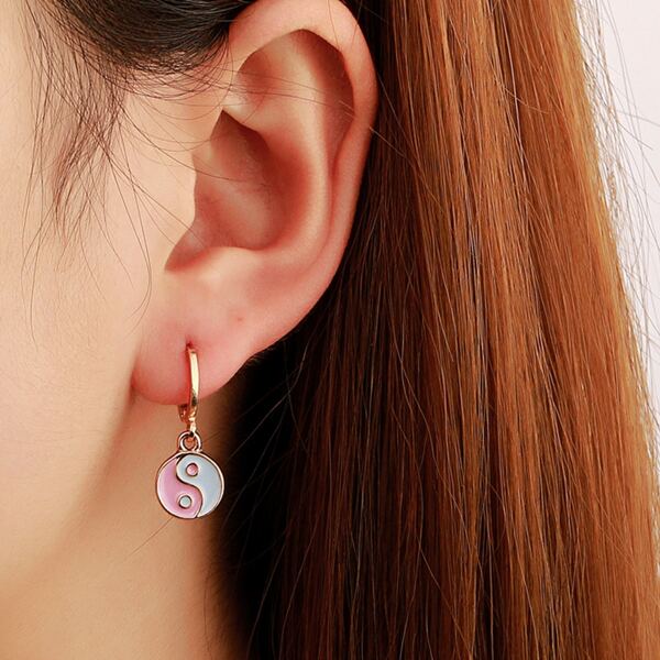 

Yin & Yang Drop Earrings, Pink