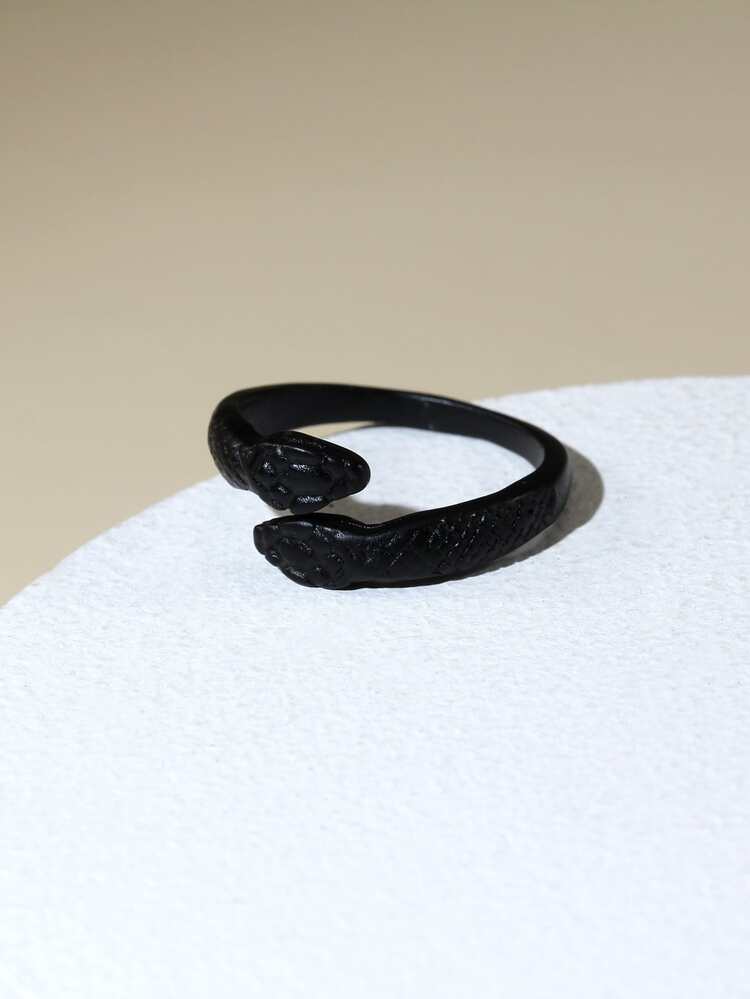 Men Snake Design Ring - Black - View 2