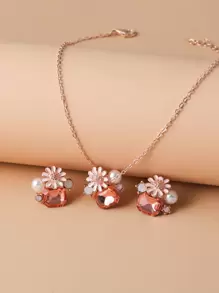 3 piezas Set joya con accesorio de flor - Multicolor - Ver 1