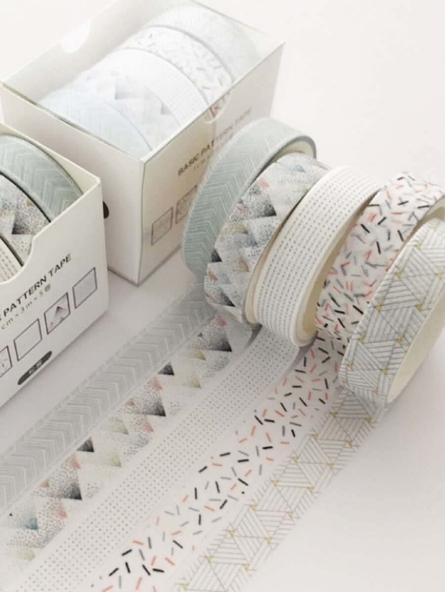 5rolls Graphic Print Washi Tape - Multicolor - View 1