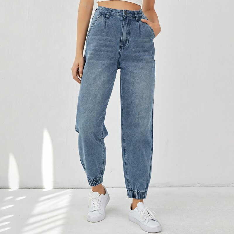 

Washed Denim Joggers, Medium wash