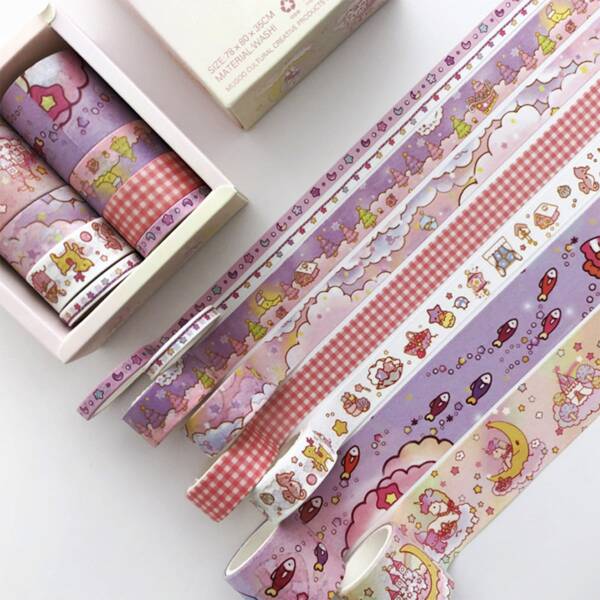 

8rolls Mixed Pattern Washi Tape, Multicolor