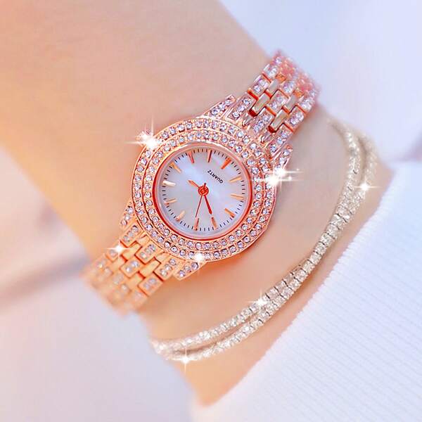 

1pc Rhinestone Decor Quartz Watch & 1pc Bracelet